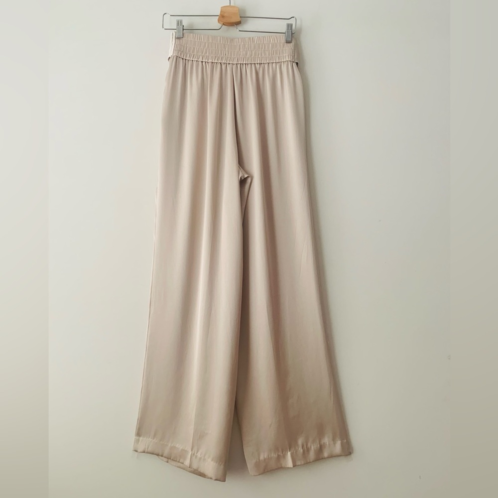 Express High Rise Wide-Leg Pants with Tie Waist Women Size M Beige Quiet Luxury - Picture 7 of 12